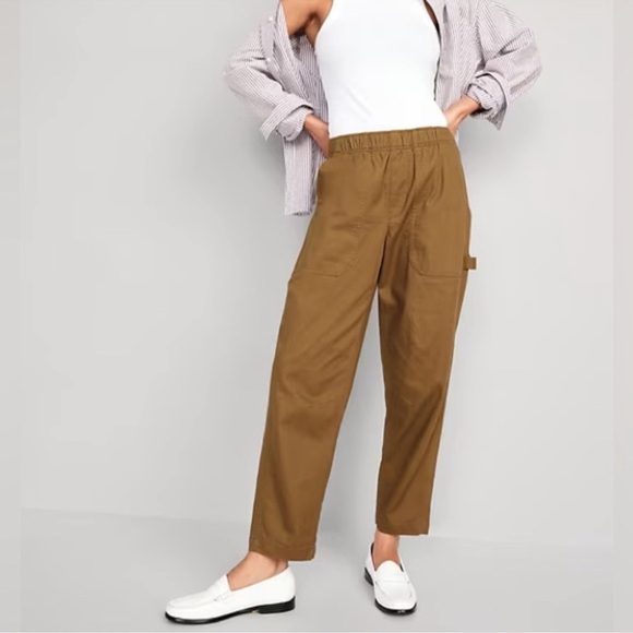 Old Navy High Rise Pulla Utility Pants Womens Large Brown Pull On Stretch - Picture 4 of 9